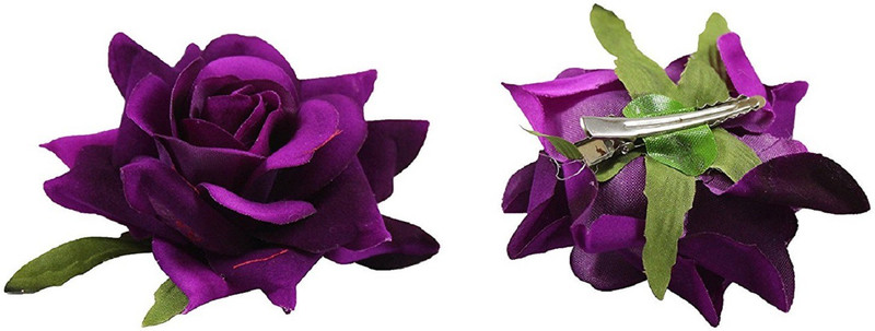 Param Maroon Fabric Rose Flower Hair Clip For Women Hair Clip (Maroon) Hair Clip(Maroon)