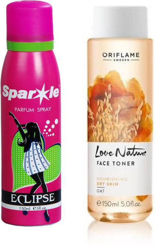 Oriflame Sweden love nature face toner oat 150 ml (33524) with one sparkle perfume spray 150 ml(Set of 2)