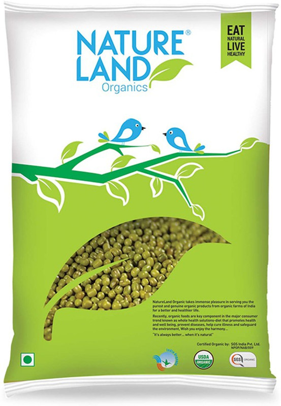 Natureland Organics Unpolished Green Moong Dal (Whole)(500 g)