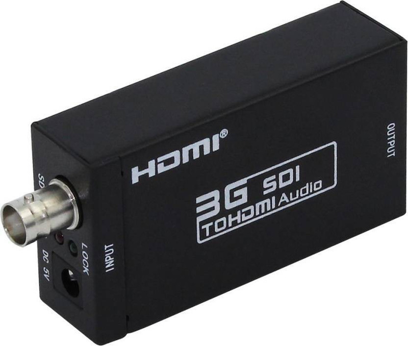 microware Mini 3G SDI to HDMI Video Audio Converter Adapter + DC 5V 1A Adapter Plug Power ,SD / HD-SDI / 3G-SDI Signals Showing sdi2hdmi Media Streaming Device(Black)
