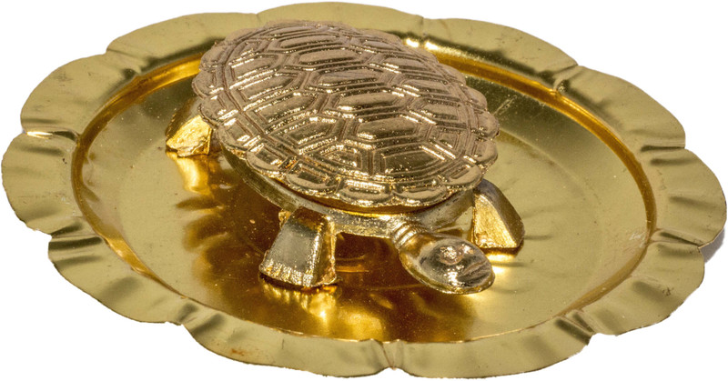 shri annapurna Annapurna Kachua Yantra Vaastu | Kachua (For Good Luck) with Metal plate-Brass (Golden Color) Wish fulfillment Decorative Showpiece  -  2 cm(Bronze, Gold)