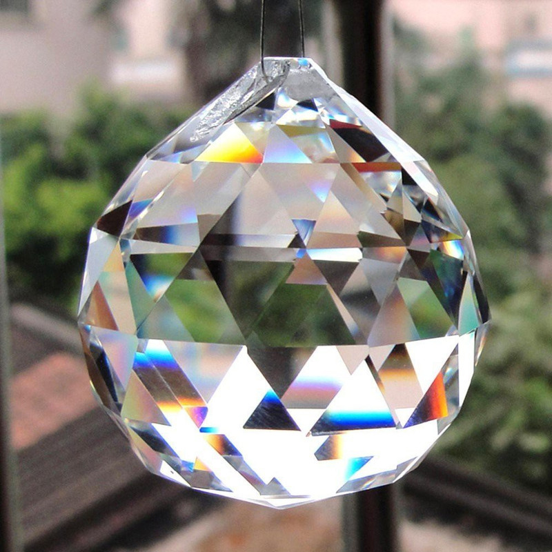 kotak sales Fengshui Clear Crystal Hanging Ball for Good luck & Prosperity (35 MM) - Pure Energy Home Deocration & Gifting (2 Piece) Decorative Showpiece  -  3.5 cm(Crystal, White)