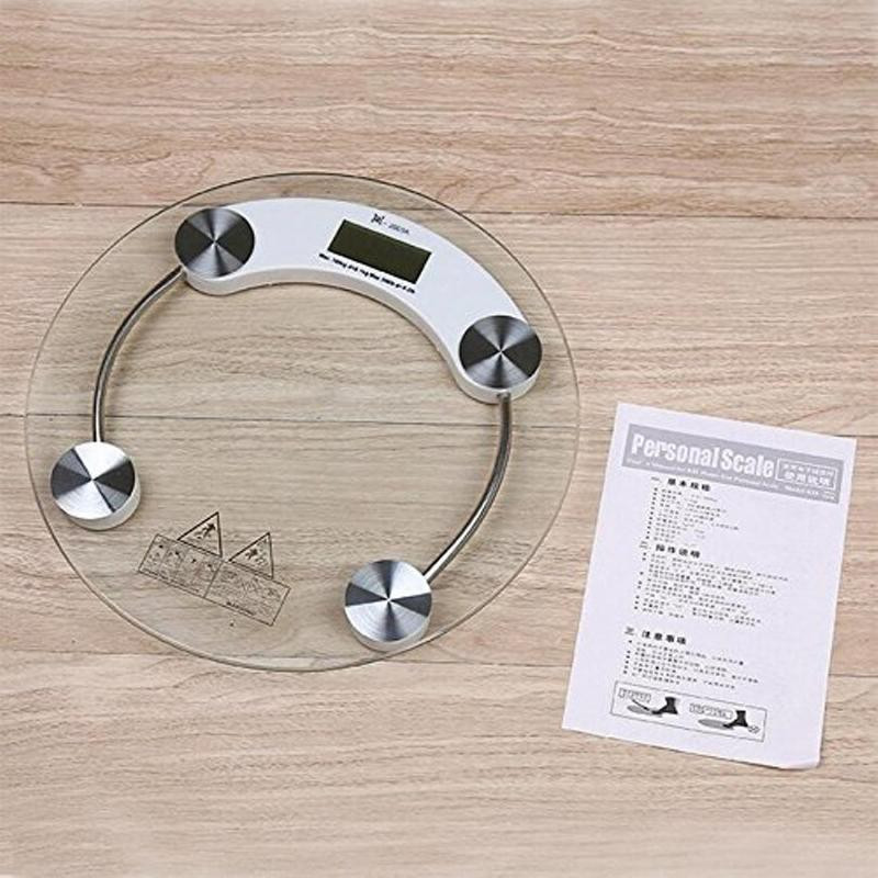 Granny Smith Personal Weight Machine 8mm Thick Round Transparent Glass (2003A4) Weighing Scale(White)