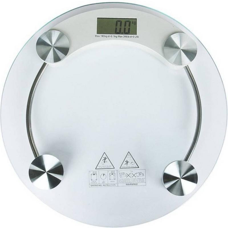 Granny Smith Personal Weight Machine 8mm Thick Round Transparent Glass (2003A1) Weighing Scale(White)