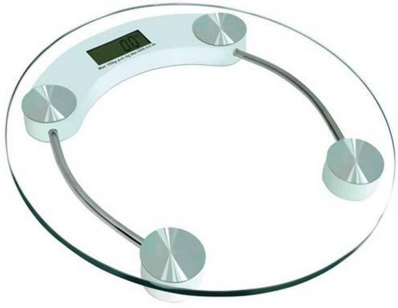Granny Smith Personal Weight Machine 8mm Thick Round Transparent Glass (2003A12) Weighing Scale(White)