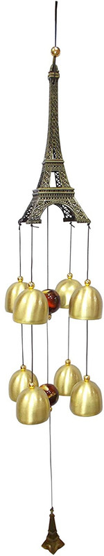 kotak sales Positive Energy Feng Shui Wind Chimes Eiffel Tower Plastic Metal Bells Window Melodious Tinkling Music Sound Good Luck Hanging Home Decor Gift 18 Inch Stainless Steel Windchime(18 inch, Gold, Brown)