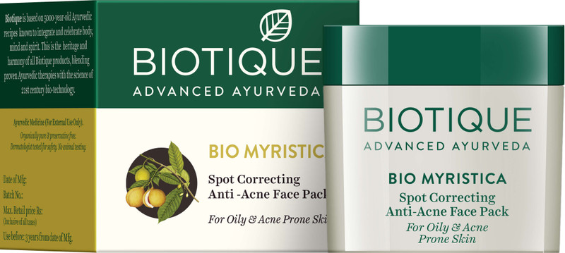BIOTIQUE BIO MYRISTICA SPOT CORRECTING ANTI-ACNE FACE PACK FOR OILY ACNE PRONE SKIN 20GM(20 g)