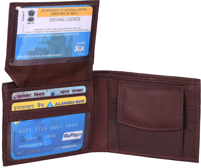 skkfashion Men Brown Genuine Leather Wallet(4 Card Slots)