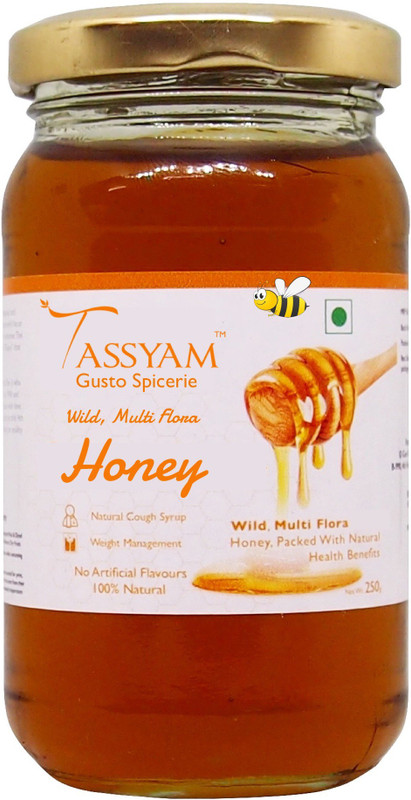 Tassyam Organic Wild Multi Flora Honey 250g Glass Bottle(250 ml)