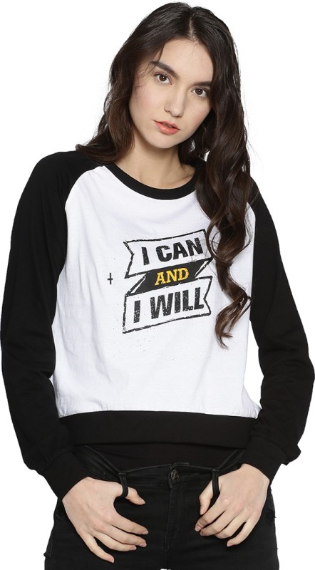 Campus Sutra Casual Full Sleeve Printed Women White, Black Top