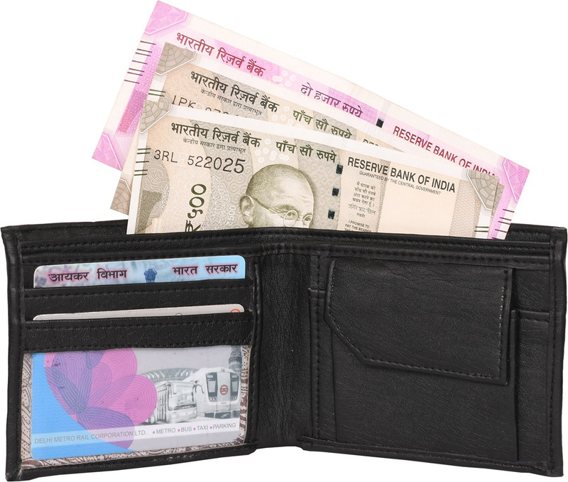 pocket bazar Men Black Artificial Leather Wallet(6 Card Slots)