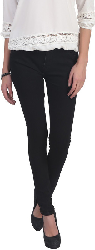 Ico Blue Star Skinny Women Black Jeans
