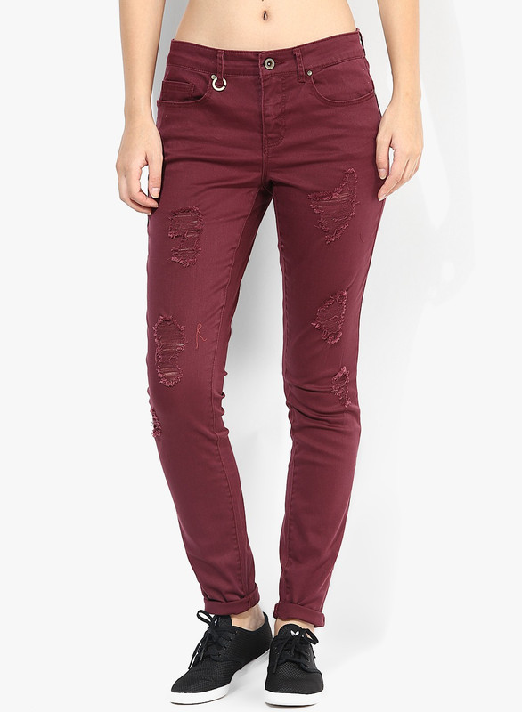 Only Skinny Women Maroon Jeans