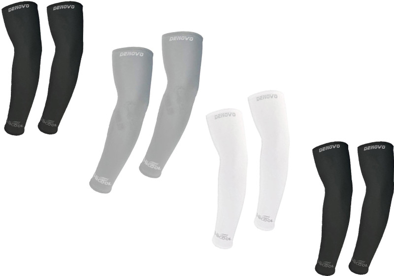 DeNovo HiCool Sun Protection Arm Sleeves (Pack of 4 Pairs) Fitness Band(Black, Grey, White)