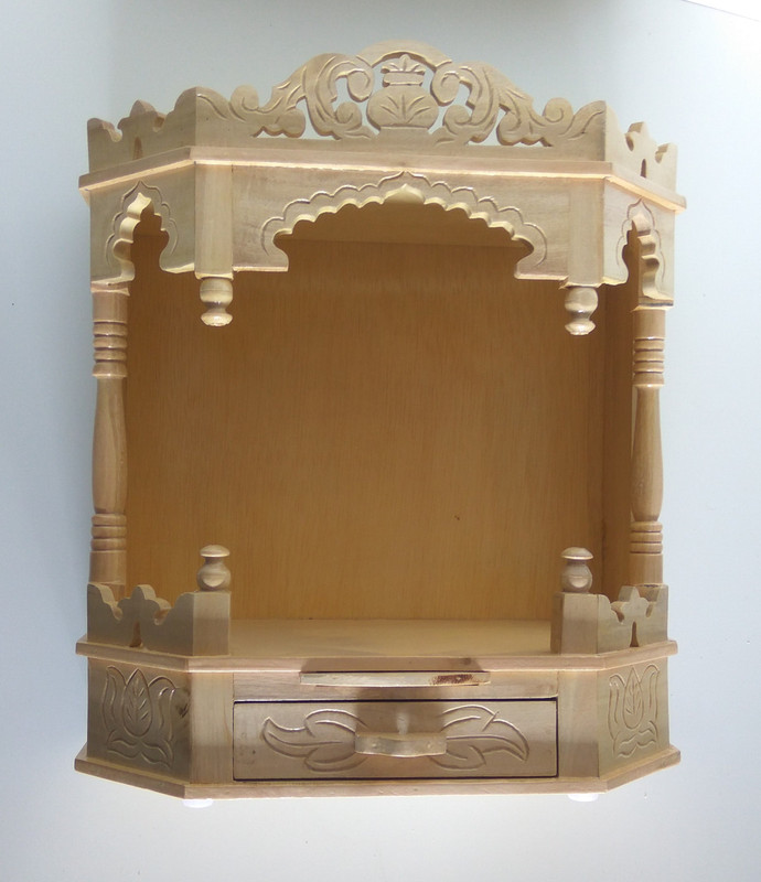 teakwood Sevan Wood Open Front- Round Designed temple/Pooja Mandir Solid Wood Home Temple(Height: 51 cm)