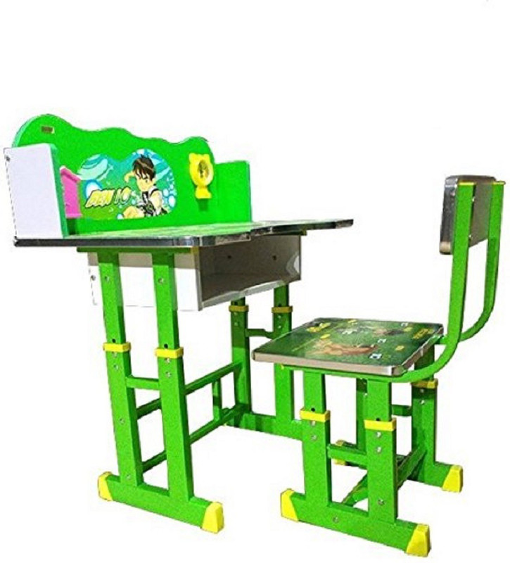 kajal toys Kid's Wooden Adjustable Table Chair with Height Adujustable Study Table Set & Wooden Study Table Desk and Chair Kids Table Chair engineered wood Desk Chair(Finish Color - GREEN)