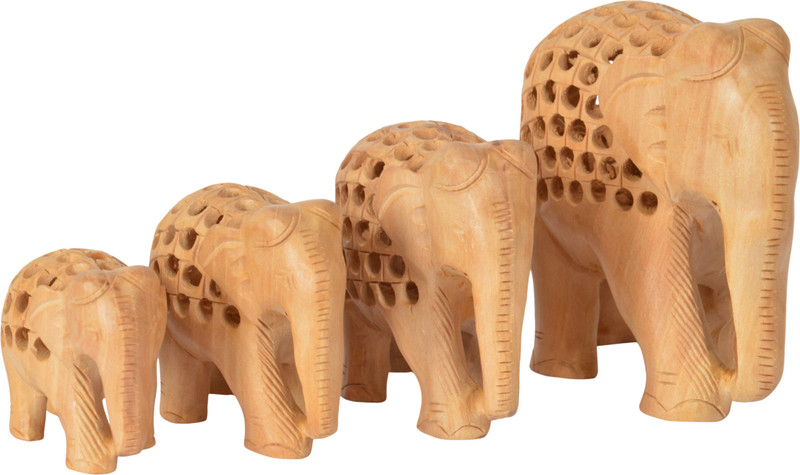 ramani Maruti Wooden Elephant Figurines Decorative Showpiece  -  15 cm(Wood, Brown)