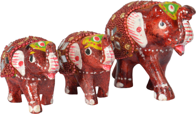 ramani Microfiber Elephant Figurines Decorative Showpiece  -  25 cm(Paper Mache, Multicolor)