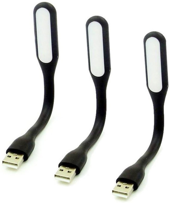 VibeX ® Flexible Mini USB LED Light for Laptop Keyboard Power Bank Portable Night Light (3 Pack) LEDL-Type-002 Led Light(Black)