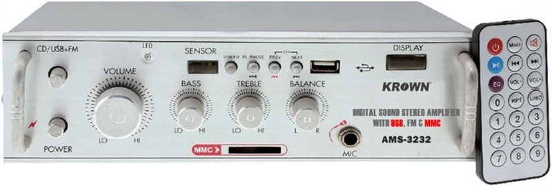 KE Krown KHT-3232BT 4Ch Amplifier with Bluetooth, USB Media Player & FM 100 W AV Power Amplifier(Silver)