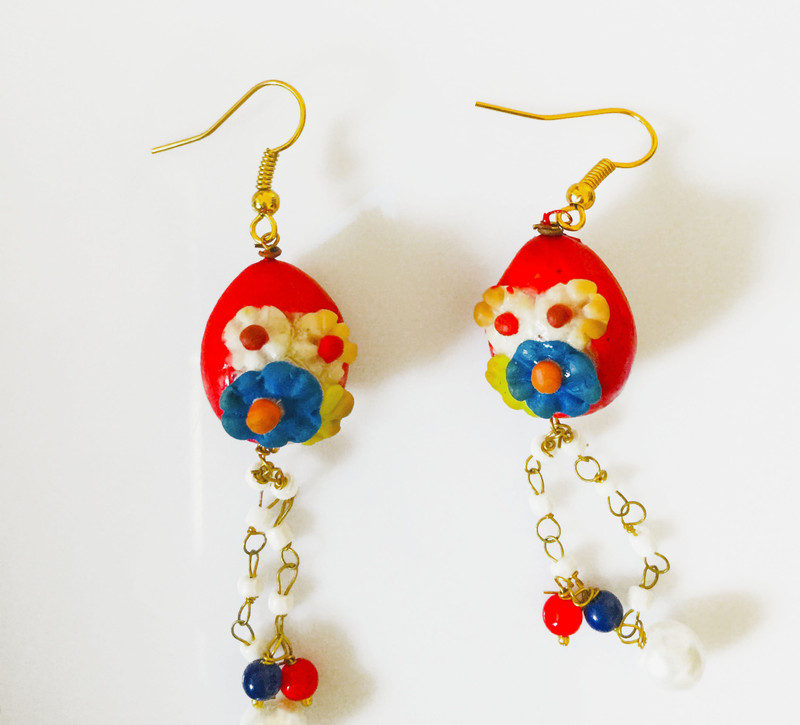 rewazcreations Red office wear polymer clay earring Ceramic Jhumki Earring