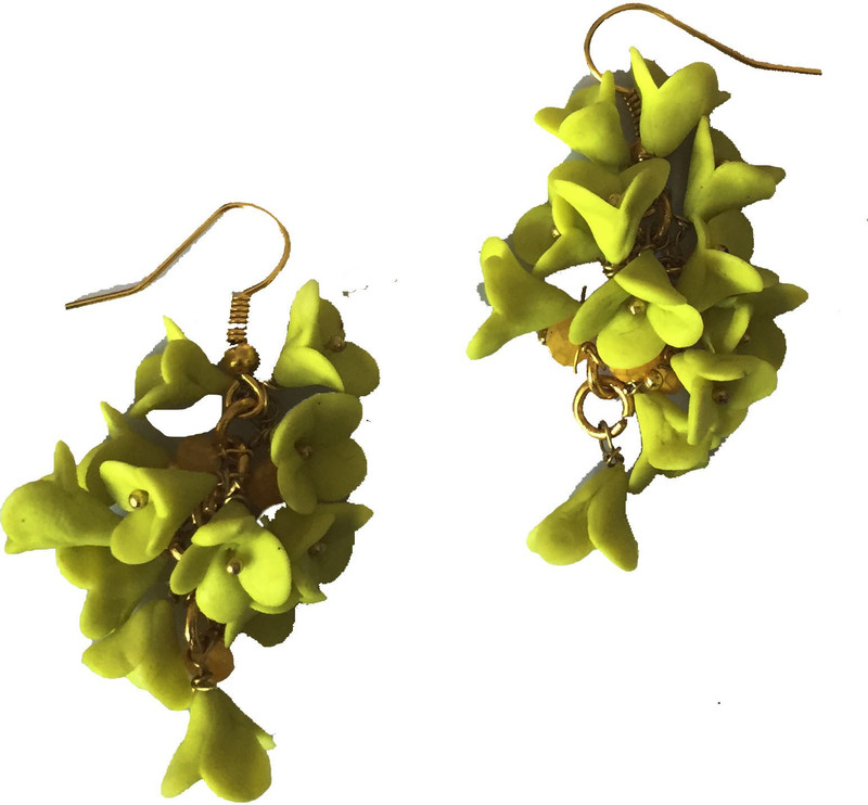 rewazcreations yellow office wear polymer clay earring Ceramic Jhumki Earring