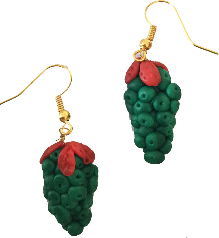 rewazcreations Green office wear polymer clay earring Ceramic Drops & Danglers