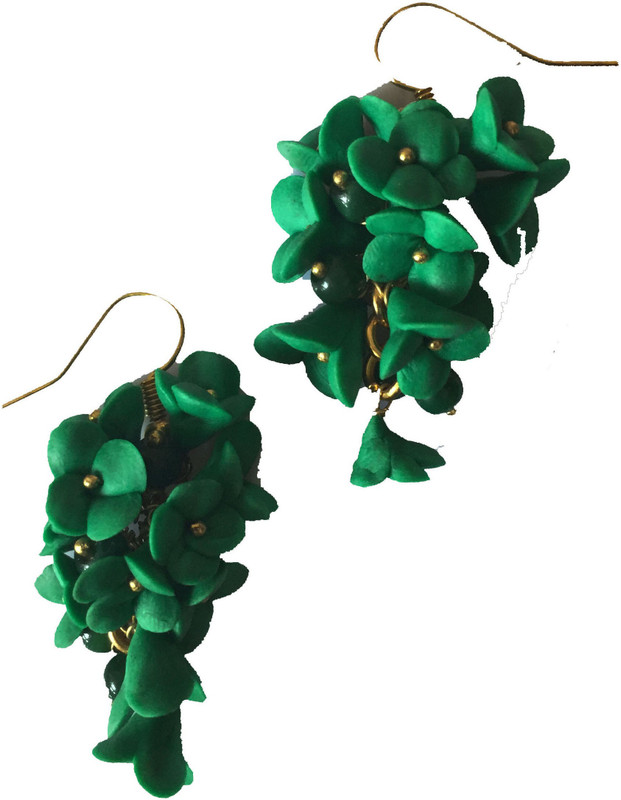 rewazcreations Green office wear polymer clay earring Ceramic Jhumki Earring