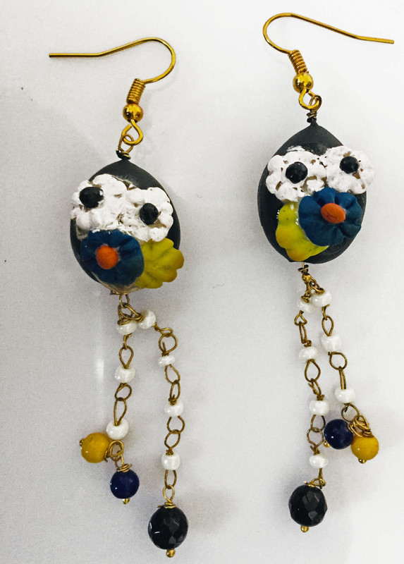 rewazcreations Black office wear polymer clay earring Ceramic Jhumki Earring