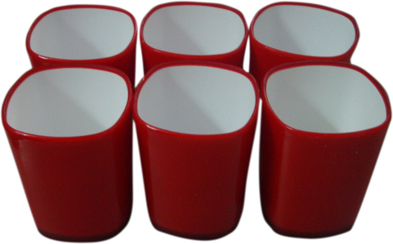 botvel SL0411 Glass Set(Plastic, 200 ml, Red, Pack of 6)