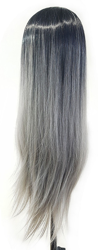 Confidence High Quality Synthetic & Soft Practice Double Shade / Cutting / Curling / Makeup / Dummy For Trainers (Black-Grey) Hair Extension