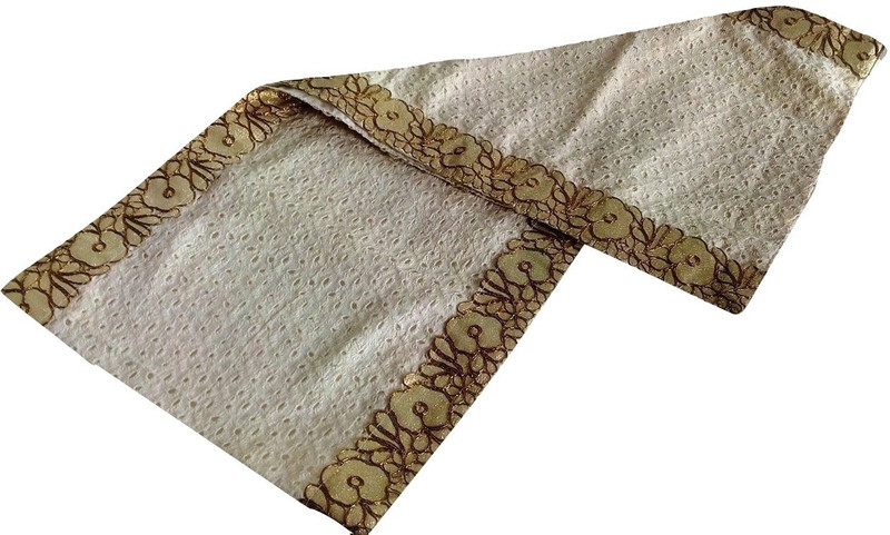jewelkraft designs White, Gold 160 Table Runner(Cotton)