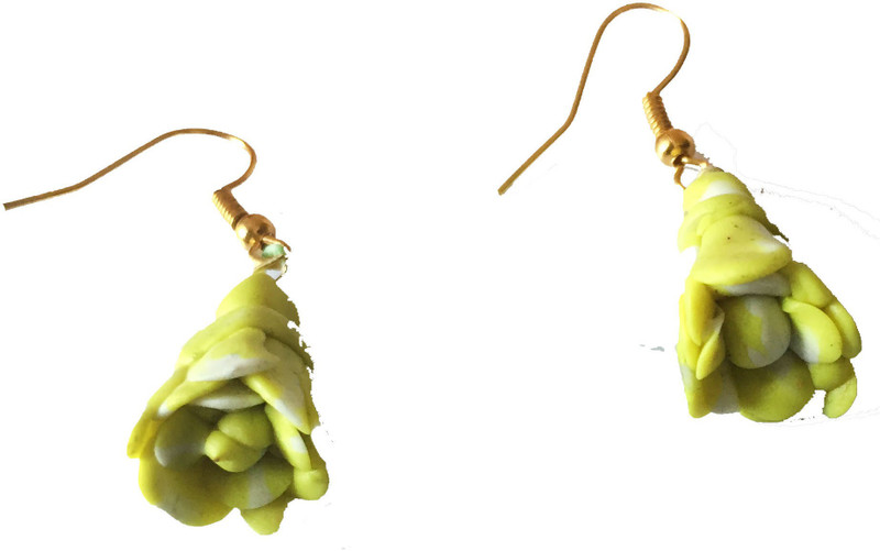 rewazcreations yellow office wear polymer clay earring Ceramic Jhumki Earring