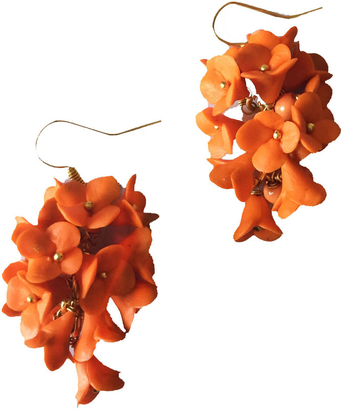 rewazcreations Orange office wear polymer clay earring Ceramic Jhumki Earring