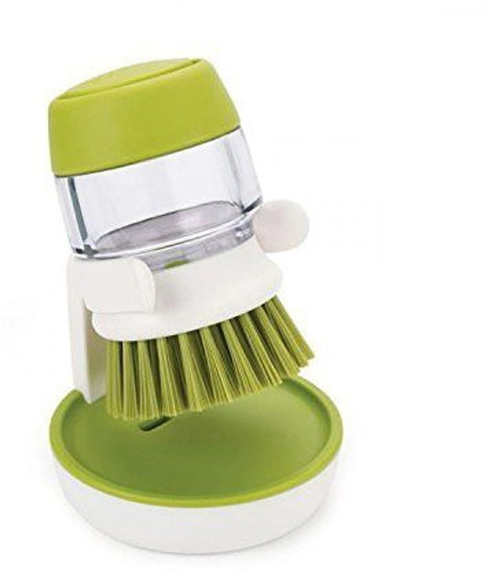 sajan Scrub Soap Dispenser Washing-Up Brush with Storage Stand Soap Dispensing Scrub Pad(Regular)