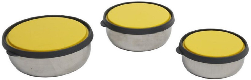 charvi stainless steel food container  - 650 ml, 550 ml, 750 ml Steel Grocery Container(Pack of 3, Silver)