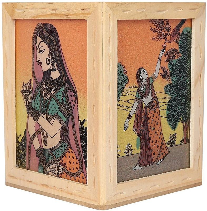 sovam 1 Compartments Wood pen stand(Multicolor)