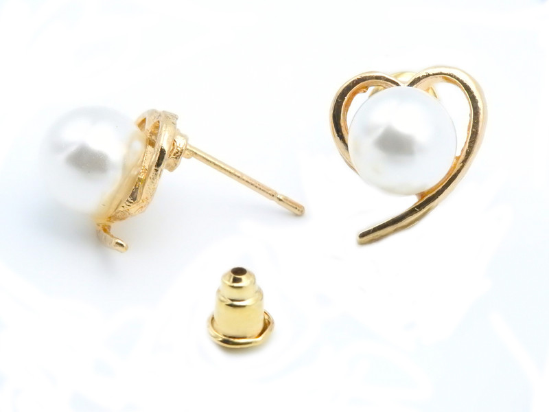 osw jewel New Fashion Jewelry Rose Gold Plated Pearl Stud Earrings Crystal Alloy Stud Earring