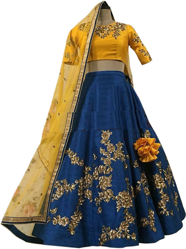 piludi Embroidered Semi Stitched Ghagra, Choli, Dupatta Set(Multicolor)
