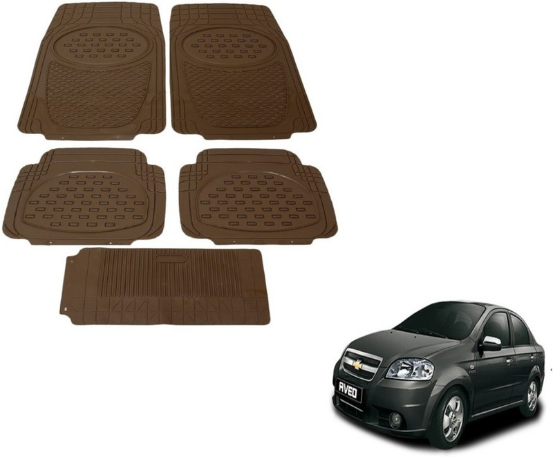 MOCKHE Rubber, Plastic Standard Mat For Chevrolet Aveo(Brown)