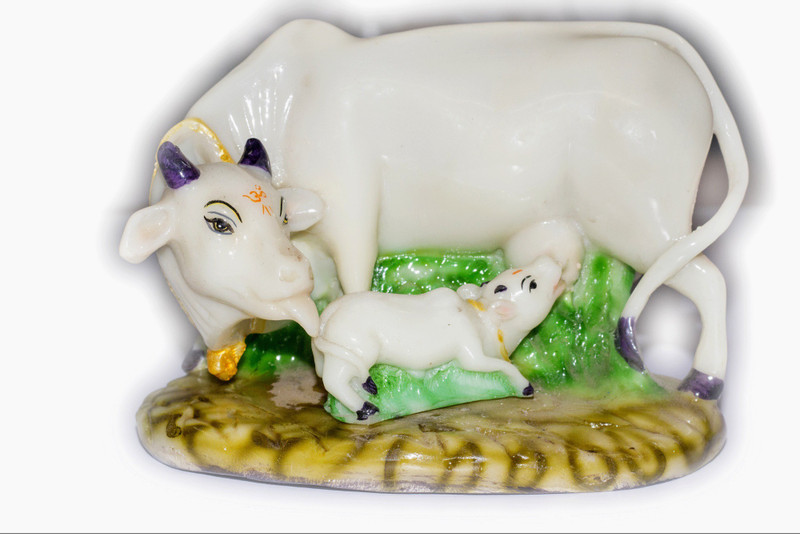 shri annapurna Annapurna Cow Gift Statue Idol Showpiece Sculpture Murti, Height : 5' Inch. Deity Ornament(Cow)