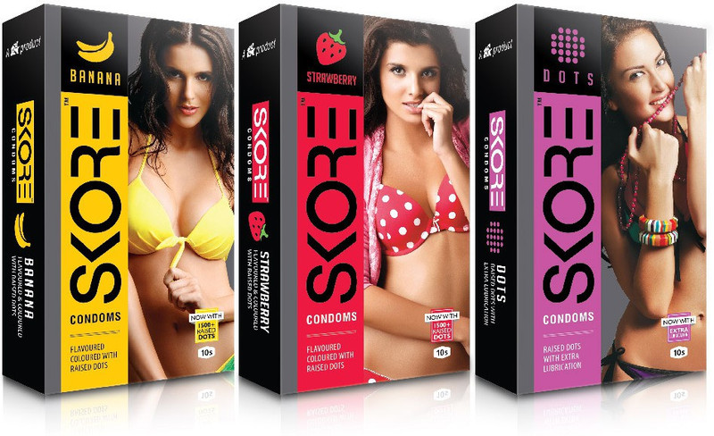 SKORE Dotted ( Banana, Orange ) Condom(Set of 2, 20 Sheets)