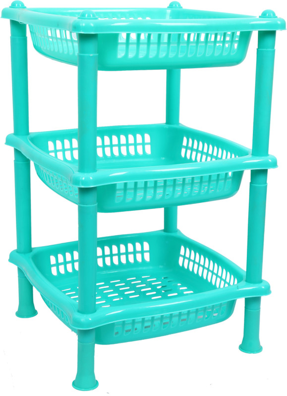 swati ARISERS SQUARE STORAGE KITCHEN 3 RACK SELF Plastic Wall Shelf(Number of Shelves - 3, Blue)