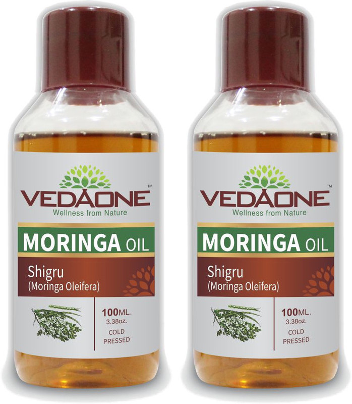VEDAONE 100% Natural Cold Pressed Moringa Oil, 200ml (2 packs of 100 ml each) Hair Oil(200 ml)