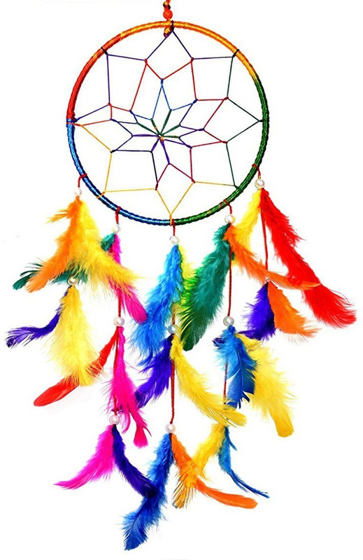 Crystu Car & Wall Hanging Round Multi-color Dream Catcher for Attract Positive Dreams Protect Sleeping People Children From Bad Dreams...