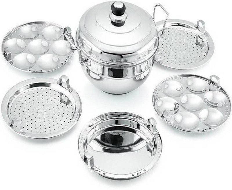 sajan Triply Multi Kadai Induction Compatible, 5 Plates, Steel Silver Steamer(2 L)