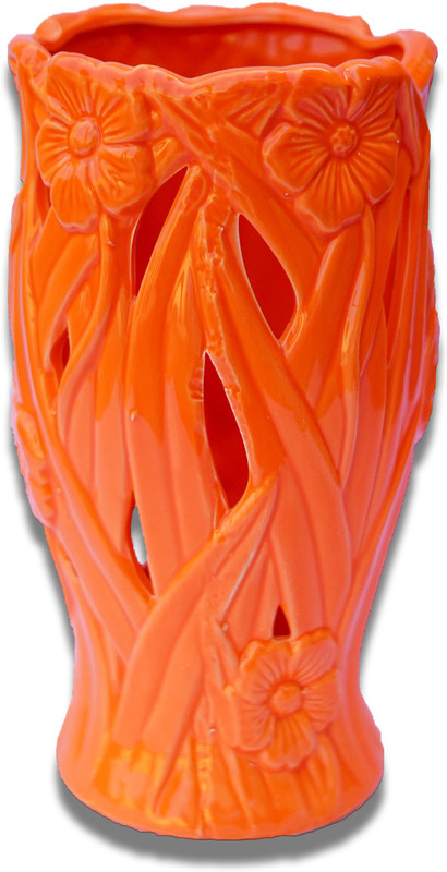 swadha glass museum Orange Ceramic Flower Vase Ceramic Vase(12 inch, Orange)
