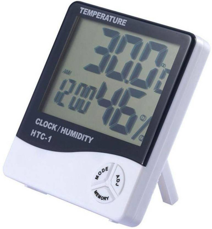 GADGET DEALS HT-1 Humidity Meter Tester + Temperature Meter + Alarm Clock + Time with Pinless Digital Moisture Measurer(1 mm)