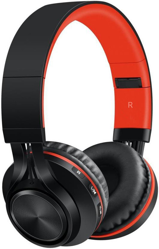 Sound One BT-06 Wireless Bluetooth Headset with Mic(Red, Over the Ear)