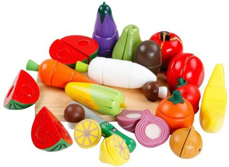 xiaopingshop The Simulation Of Fruits And Vegetables,Children Wooden Kitchen Toys(Multicolor)